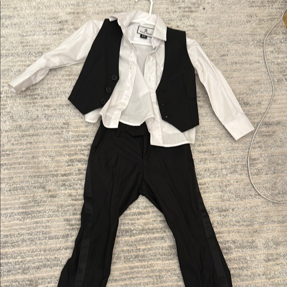 Black n Bianco 4 piece tuxedo set, Black and White Formal Vest Suit Set